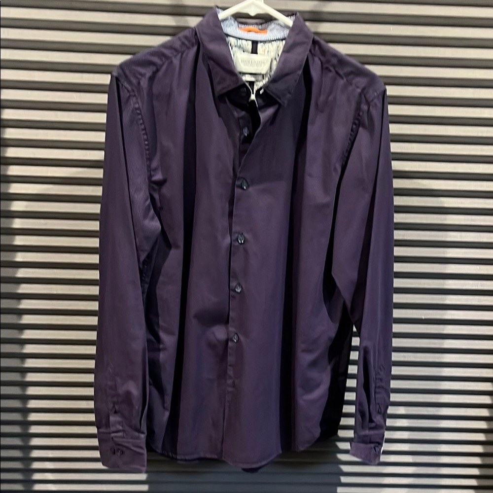 Ricky Singh Denim & Flower Men's Purple Shirt with pink dots
